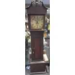 A 19th century oak 30 hour longcase clock, Robert Clark, Cerne, with painted square dial 188cm high