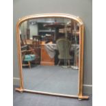 A Victorian gilt wood over mantle mirror 133 x 130cm