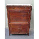 A French mahogany marble top secretaire abattant 143 x 96 x 40cm