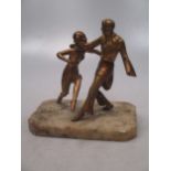 An Art Deco spelter figural group of dancers