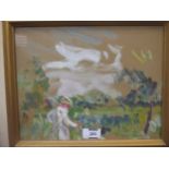 Jean Dyden Alexander (1911-1994) Farmer in the Meadow signed 'Jean Alexander' oil on paper 24 x