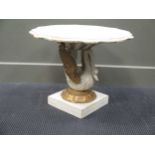 A carved pine and gesso occasional table with a swan support 48cm high and 57cm diameter