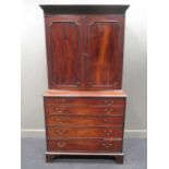 A George III mahogany secretaire cabinet, 226 x 120 x 65cm