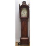 A George III mahogany longcase clock with painted dial; approx 227cm high