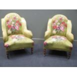 Pair of arm chairs with floral upholstery (2)
