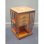 Small Edwardian square mahogany bookcase with drawers 73 x 48 x 48cm