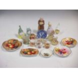 A collection of Royal Worcester miniatures, some signed, and 3 later edition candle snuffers (18)