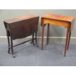 A small mahogany drop leaf table and an Edwardian shaped drop leaf table on shaped and carved