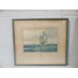 W. Knox, 'In Home Waters' - marine scene with sailing ship, watercolour, signed