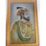A collection of 5 framed traditional Indian miniatures including of Shah Jahan, and one other