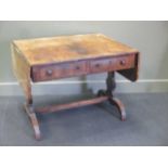 Late Regency rosewood sofa table with crossbanded top, repairs/alterations to supports 72 x 92 x