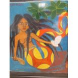 Nadine Fortilus (Haitian, contemporary) Haida Wedo (Sea-goddess), beadwork picture, 62cm square; two