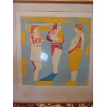 A collection of framed lithographs produced by The Curwen Studio, to include Kip Gresham (4)