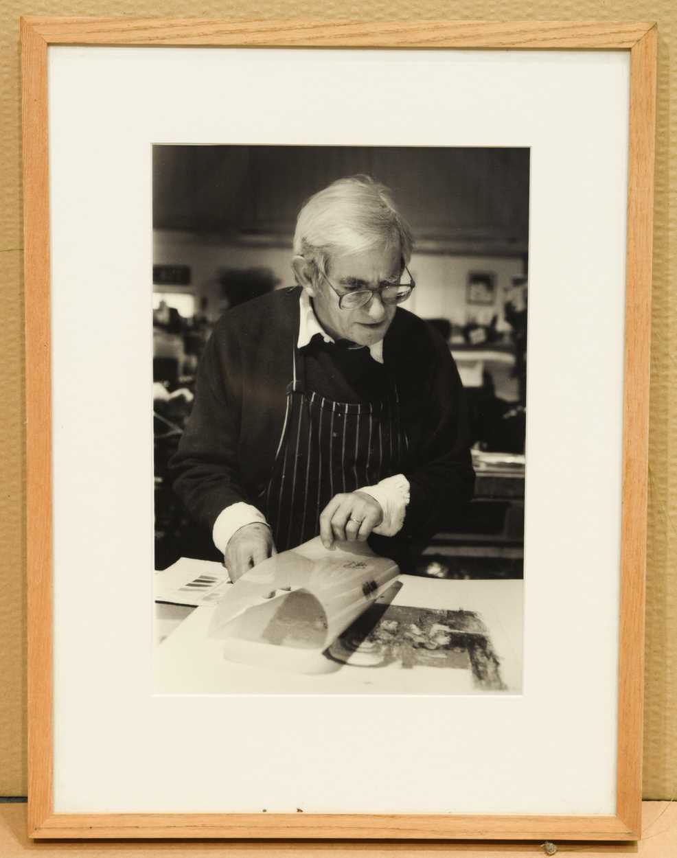 Four framed photographs of Bernard Dunstan taken by Julia Hedgecoe; together with a framed colour - Image 3 of 4