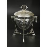 A WMF silvered metal and glass punch bowl and cover, circa 1905,