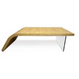 A contemporary bentwood and glass coffee table,