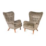 Ernest Race, a pair of early DA1 wing chairs, circa 1950,