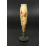 Daum Frères, a Columbines pattern cameo glass vase,