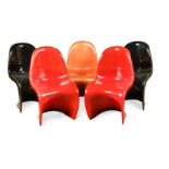 After Verner Panton, five moulded fibreglass 'S' chairs,