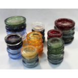 William Wilson for Whitefriars, a large collection of bubble included glass ashtrays,