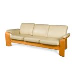 An Ekornes 'Stressless' three-seat leather sofa,