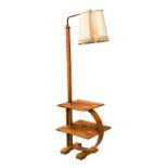 An Art Deco walnut standard lamp table,
