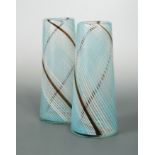 Dino Martens for Aureliano Toso (attributed), a pair of Murano mezza filigrana glass vases,