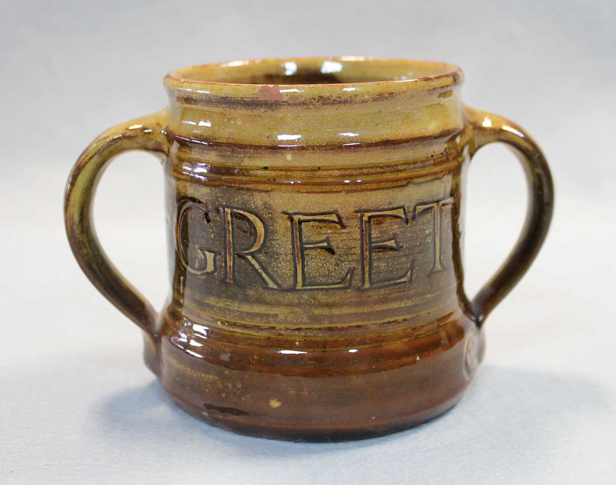 Michael Cardew (British, 1901-1983), an early Winchcombe 'Greet' Pottery loving cup, - Image 5 of 5