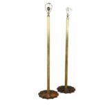 A pair of Art Deco brass and rosewood standard lamps,
