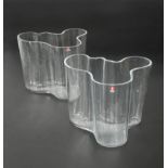 Alvar Aalto for Iitala, a pair of clear glass Savoy vases,