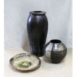 'Made in Cley', two large stoneware vases,