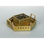 A Wiener Werkstatte style pierced brass desk stand,