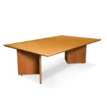 A large contemporary birds eye maple dining table,