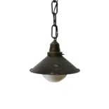 An Industrial style brass pendant light,