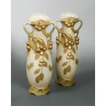 A pair of Royal Dux Art Nouveau fruiting berry vases, circa 1900,