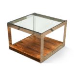 Y A Merrow Associates chrome and rosewood coffee table,