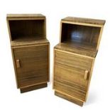 A pair of Art Deco walnut pot cupboards by Pratts of Bradford,