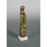 20th century British School, a stylised figural bronze form,