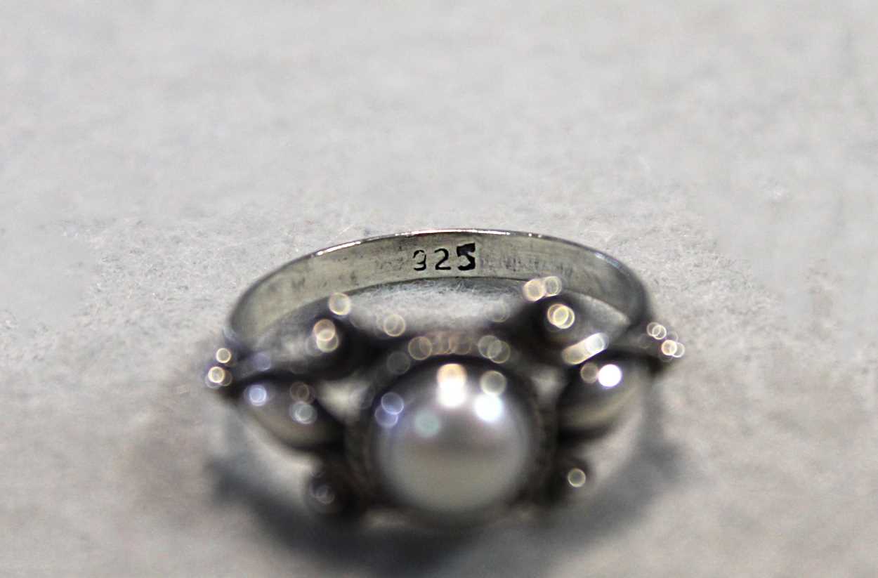 Georg Jensen, a Danish metalwares and blister pearl ring, - Image 3 of 4