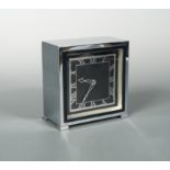 An Art Deco chrome mantel clock,