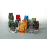 Geoffrey Baxter for Whitefriars, a collection of textured 'coffin' bark vases,
