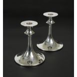 David Andersen, a pair of Norwegian metalwares candlesticks,