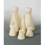 Colin Saunders (British, 20th century), a collection of conical earthenware candlesticks,