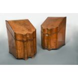A pair of George III mahogany knife boxes,
