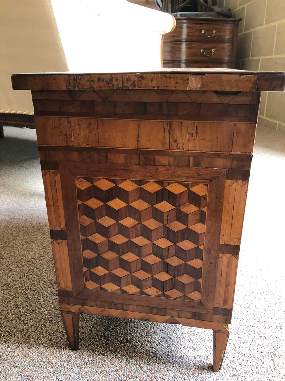 A small scale continental parquetry and marquetry commode, late 18th century, - Image 9 of 10