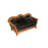 A small scale continental walnut framed sofa, 19th century,