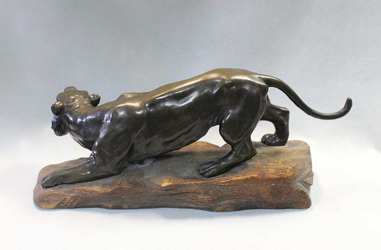 A Japanese bronze model of a roaring tiger, - Image 5 of 6