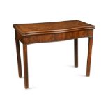 An early George III mahogany serpentine concertina action card table,