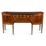 A mahogany banded breakfront sideboard in George III style, late 19th century,