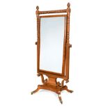 A Regency mahogany cheval mirror